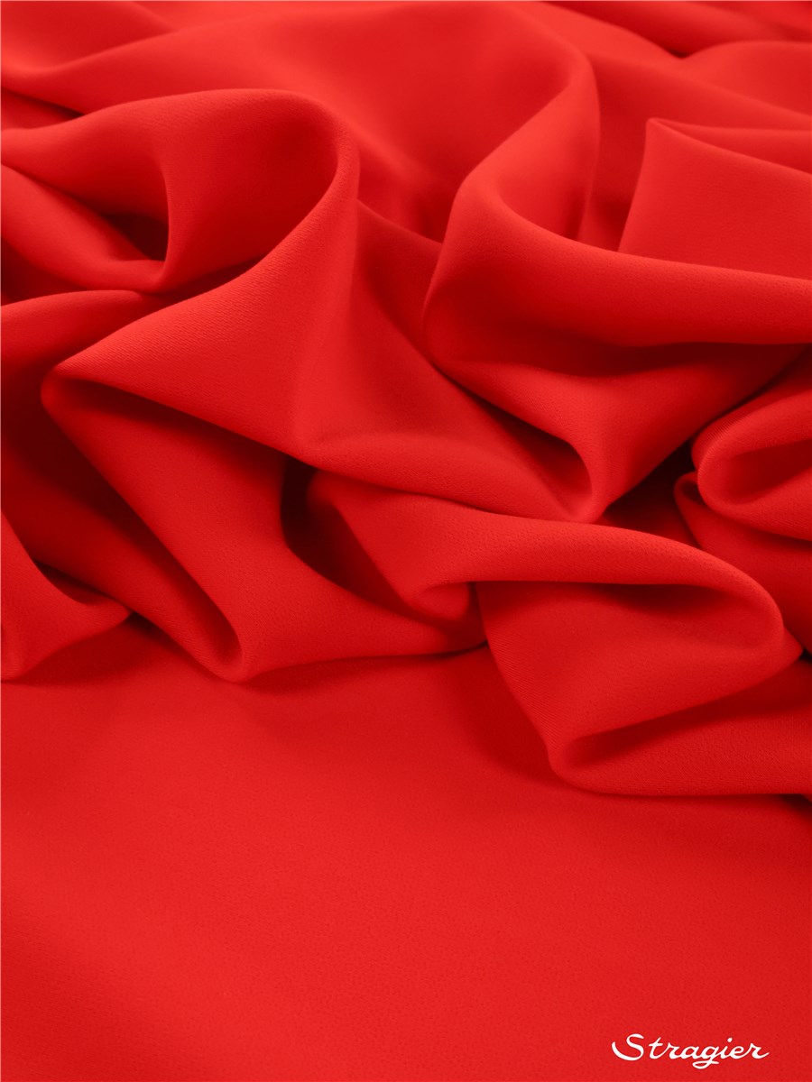 Crepe - stretch - heavy - crease-free - Plain - Rouge Coquelicot