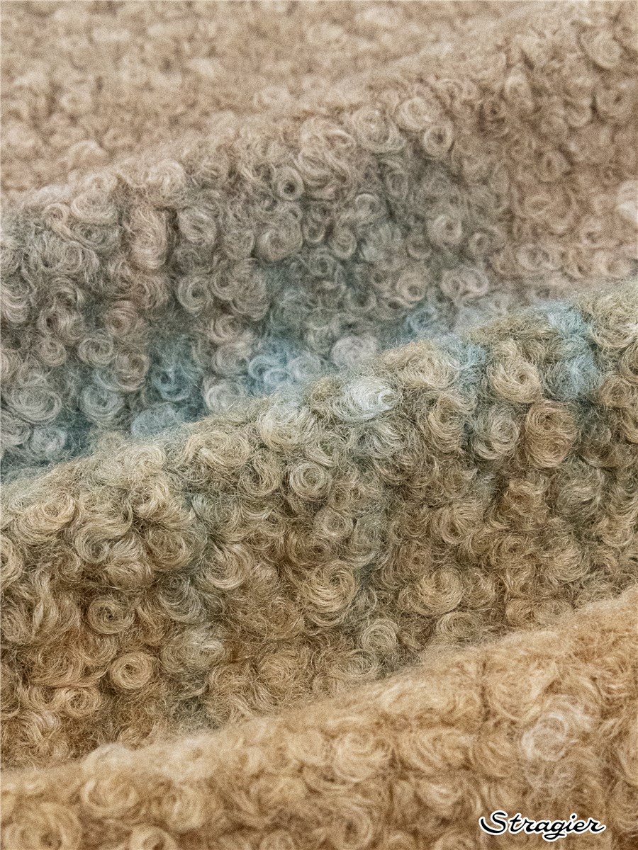 Teddy - Bouclé - Uni - Ombré - Bleu Glacier - Grège