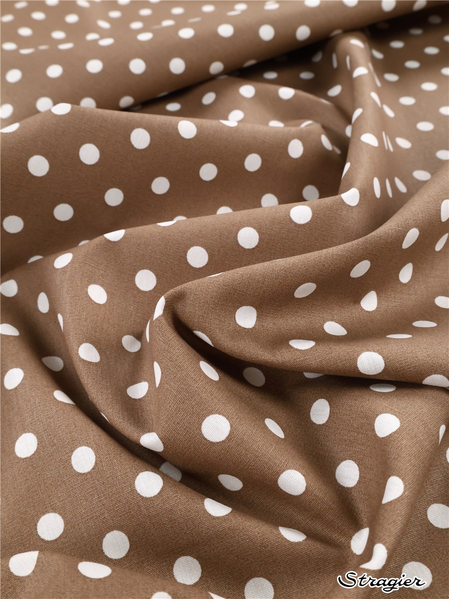 Pure Cotton Poplin - Pois 8mm - Beige Taupe