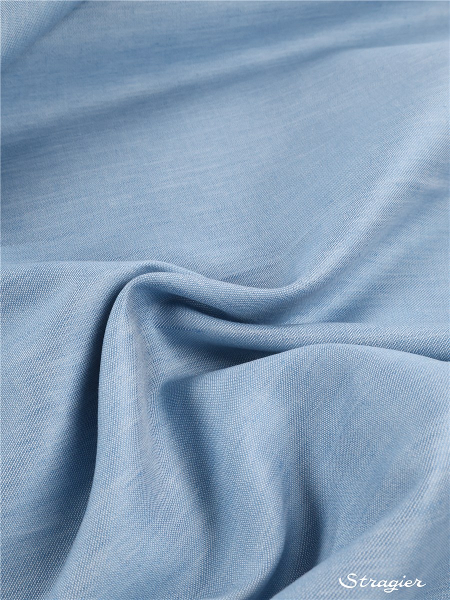 Satin de Lin et coton - Uni - Bleu Azur - 240 cm