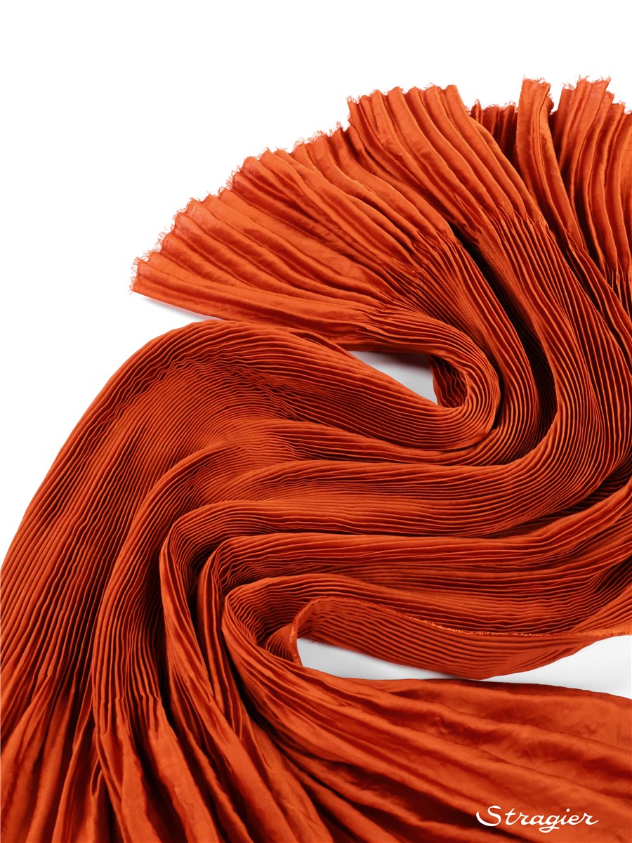 Panneau Plissé Artemis - Satin lavé - uni - Rouille - 150 cm