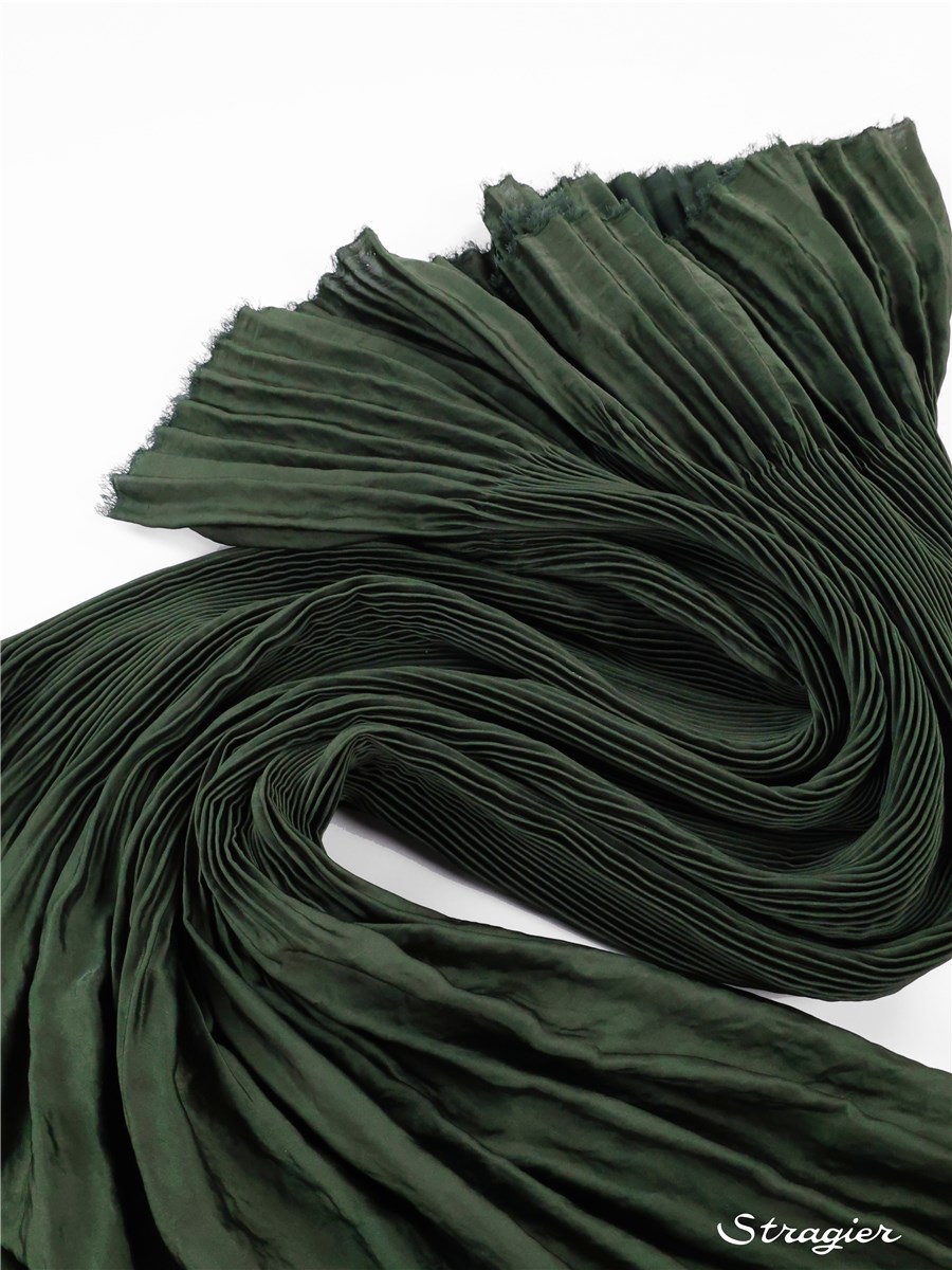 Panneau Plissé Artemis - Satin lavé - uni - Vert Bouteille - 150 cm