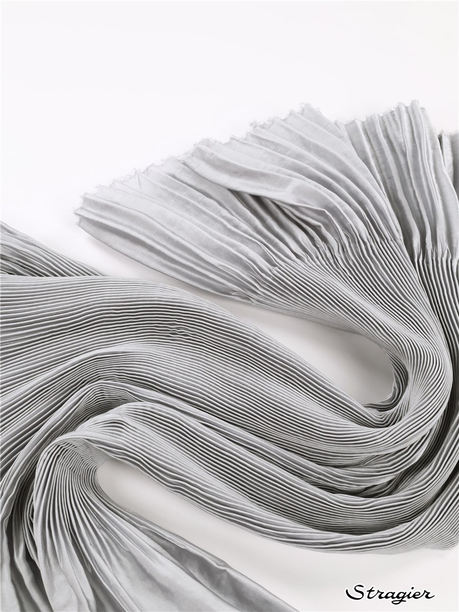 Panneau Plissé Artemis - Satin lavé - uni - Gris Perle - 150 cm