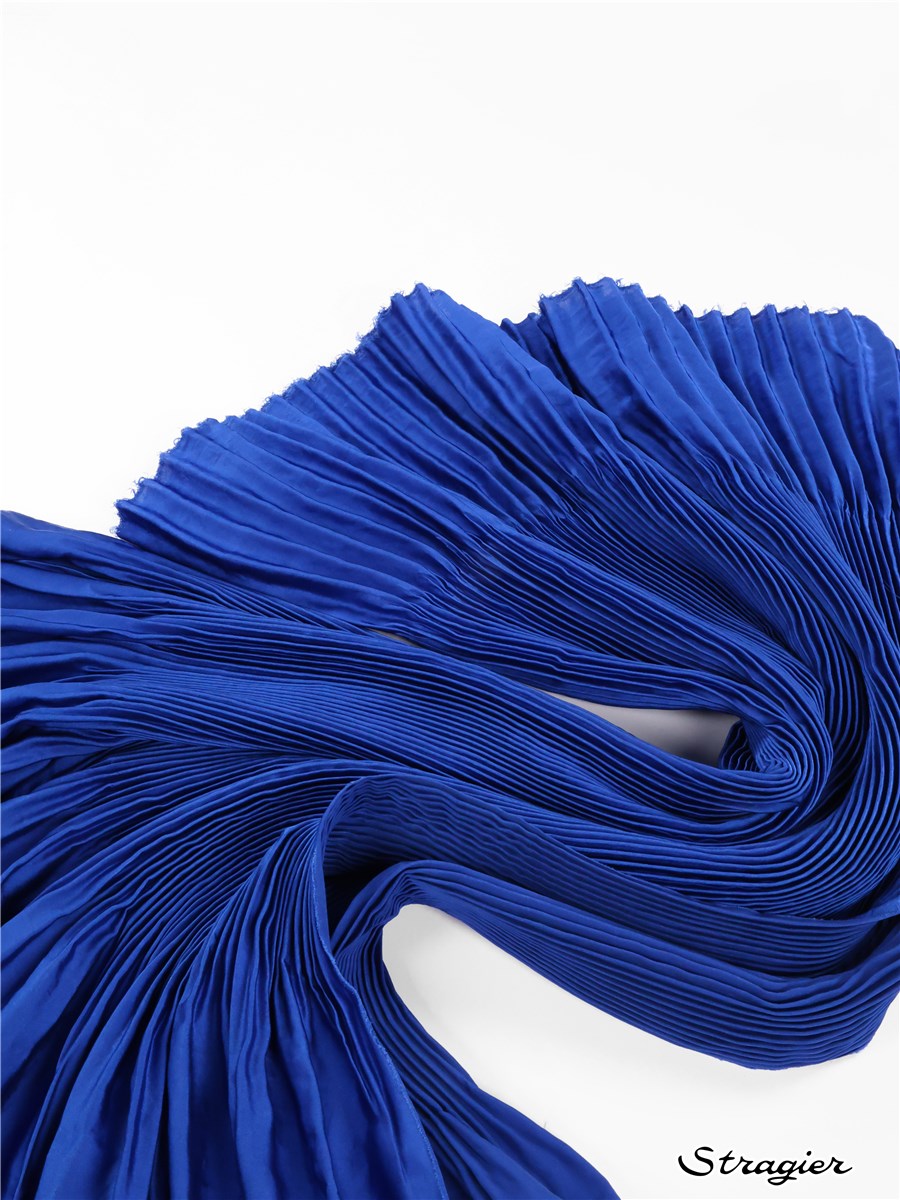 Pleated Pannel - Artemis - washed Satin - uni - Bleu Saphir - 150 cm