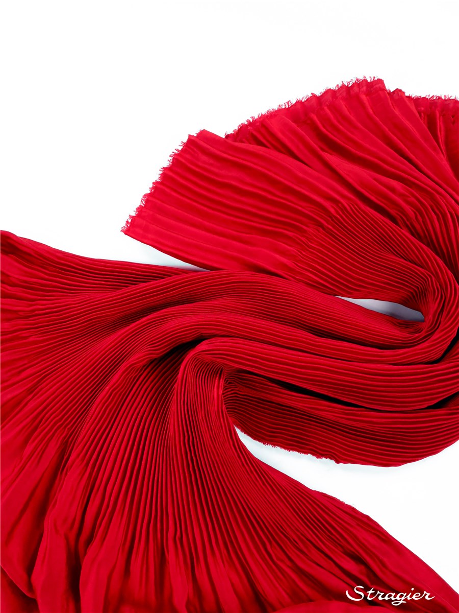 Panneau Plissé Artemis - Satin lavé - uni - Rouge Rubis - 150 cm