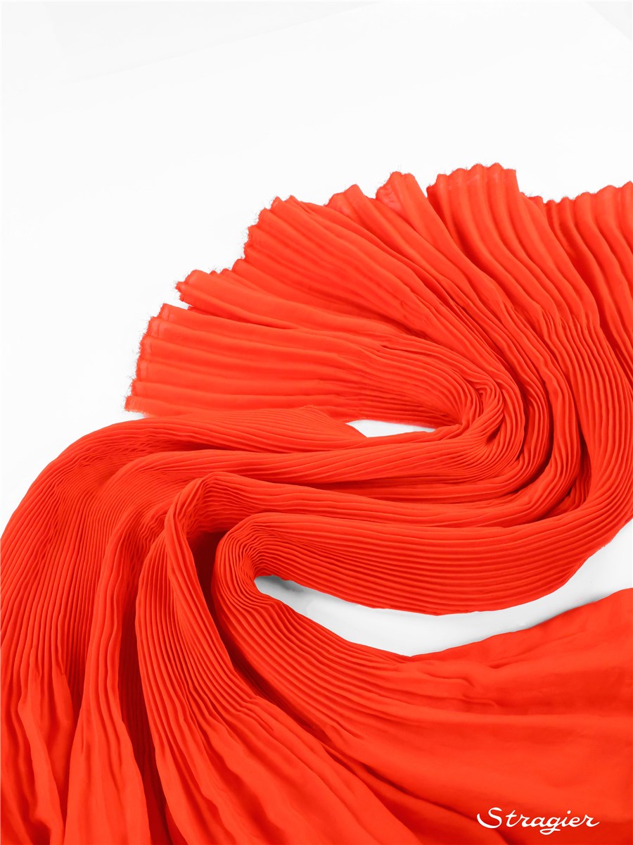 Panneau Plissé Artemis - Satin lavé - uni - Orange tonique - 150 cm