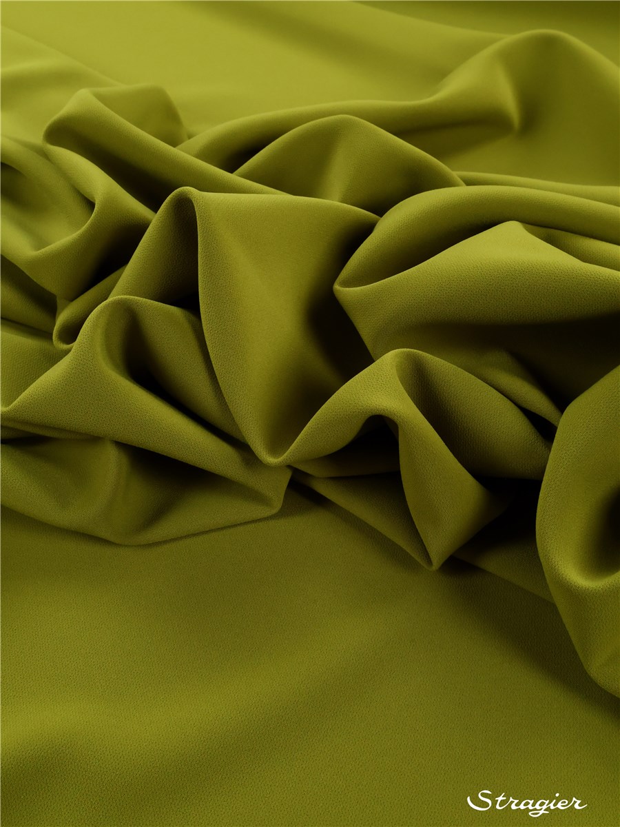 Crêpe lourd infroissable stretch - Uni - Olive Verte