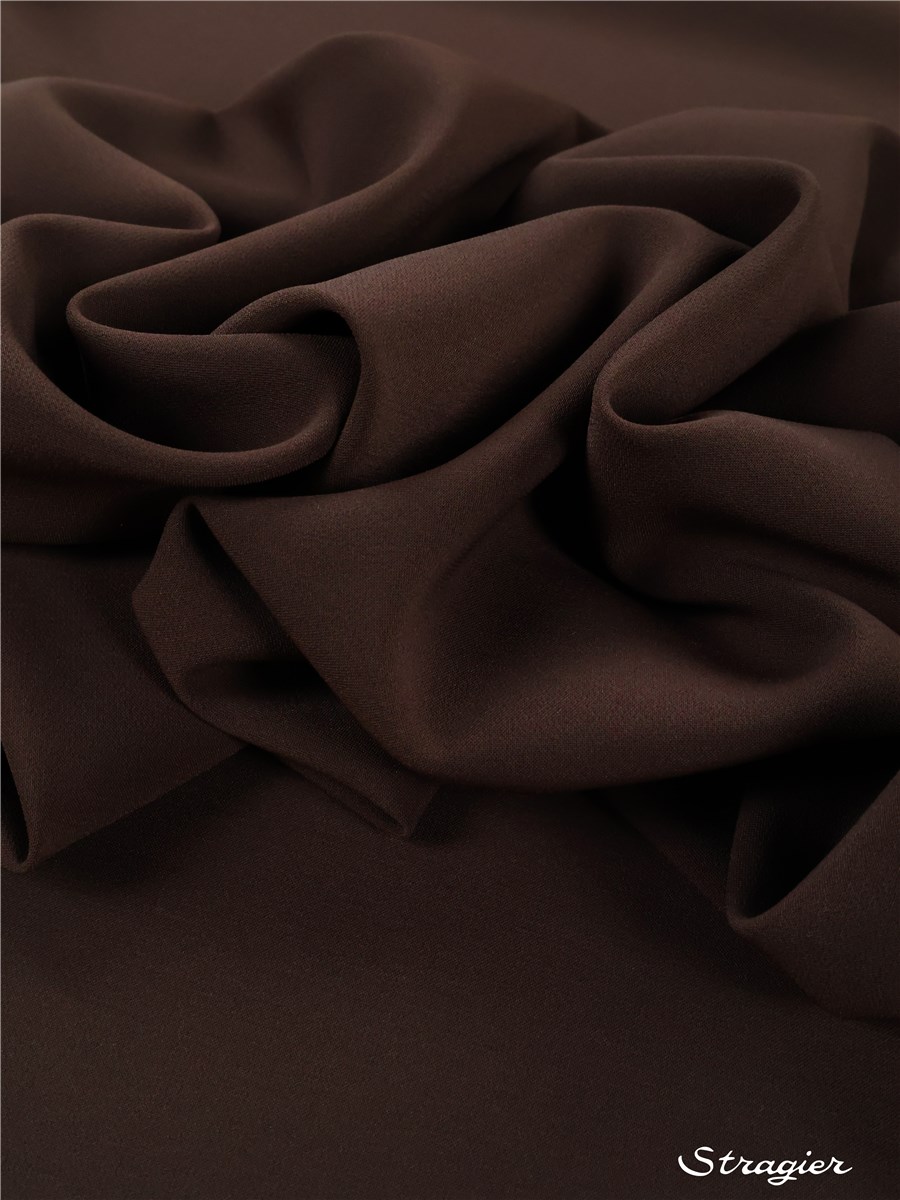 Crêpe lourd infroissable stretch - Uni - Chocolat