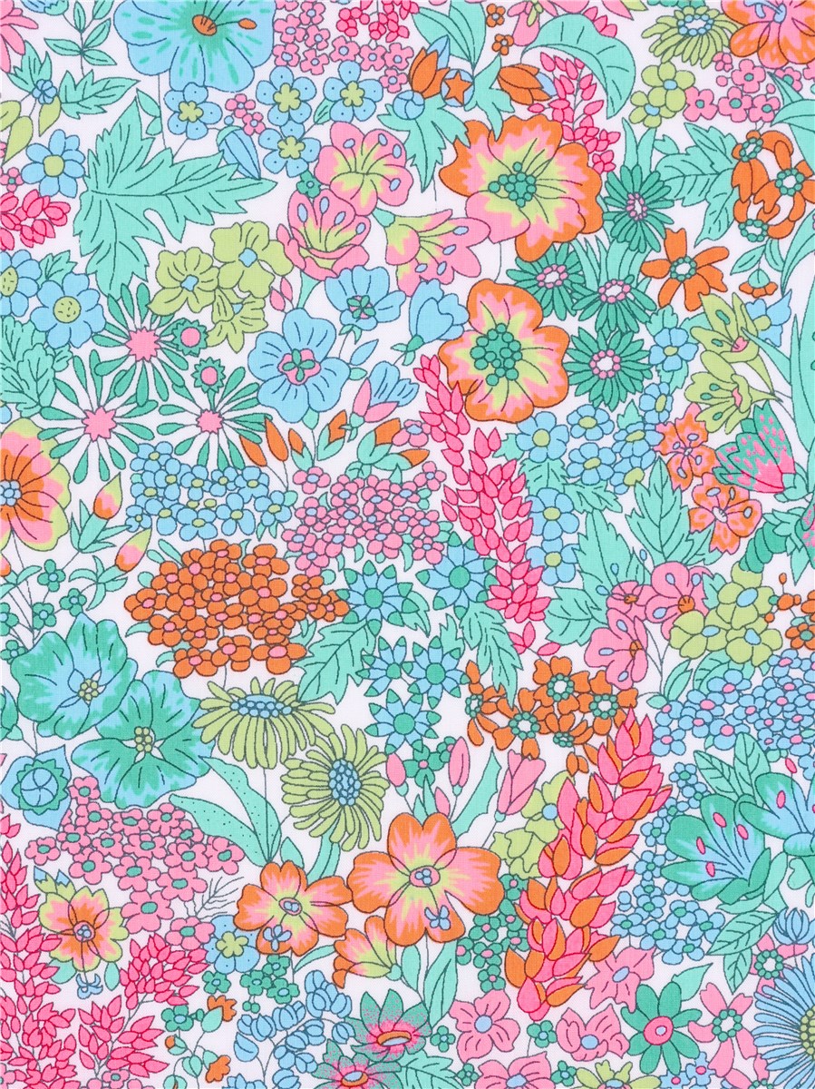Liberty Tana Lawn - 3037 Margaret Annie - Vahiné Fluo - En prévente Exclusive - Disponible Mi-Juillet