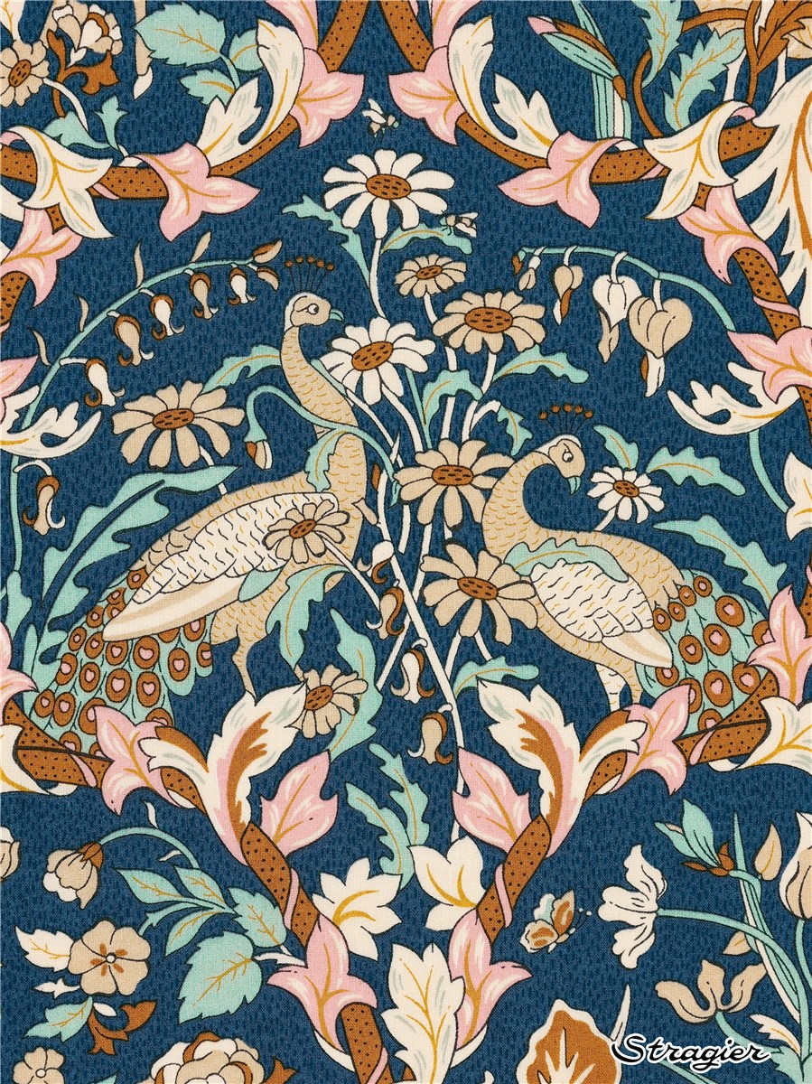 Liberty Tana Lawn - Joan - Bleu Denim - Camel