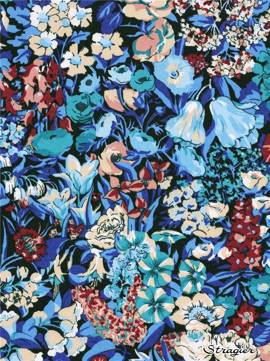 Liberty Tana Lawn - Cottage Garden - Bleu Canard