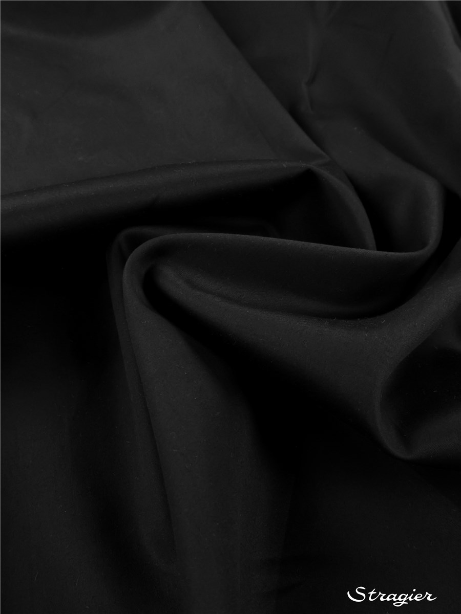 Long Staple Cotton Satin - Plain - Noir - 300 cm