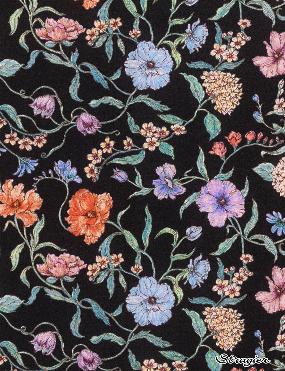 Liberty Tana Lawn - Battersea Blooms - Black Multicolore