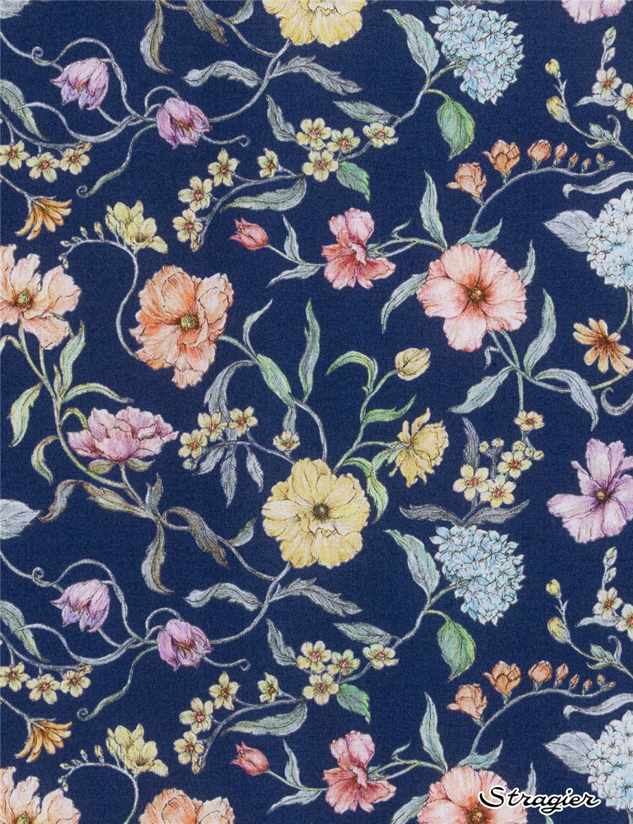 Liberty Tana Lawn - Battersea Blooms - Navy Multicolore