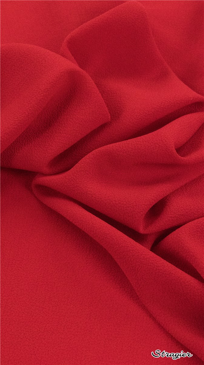 Crêpe léger cloqué - Uni - Rouge Cerise 