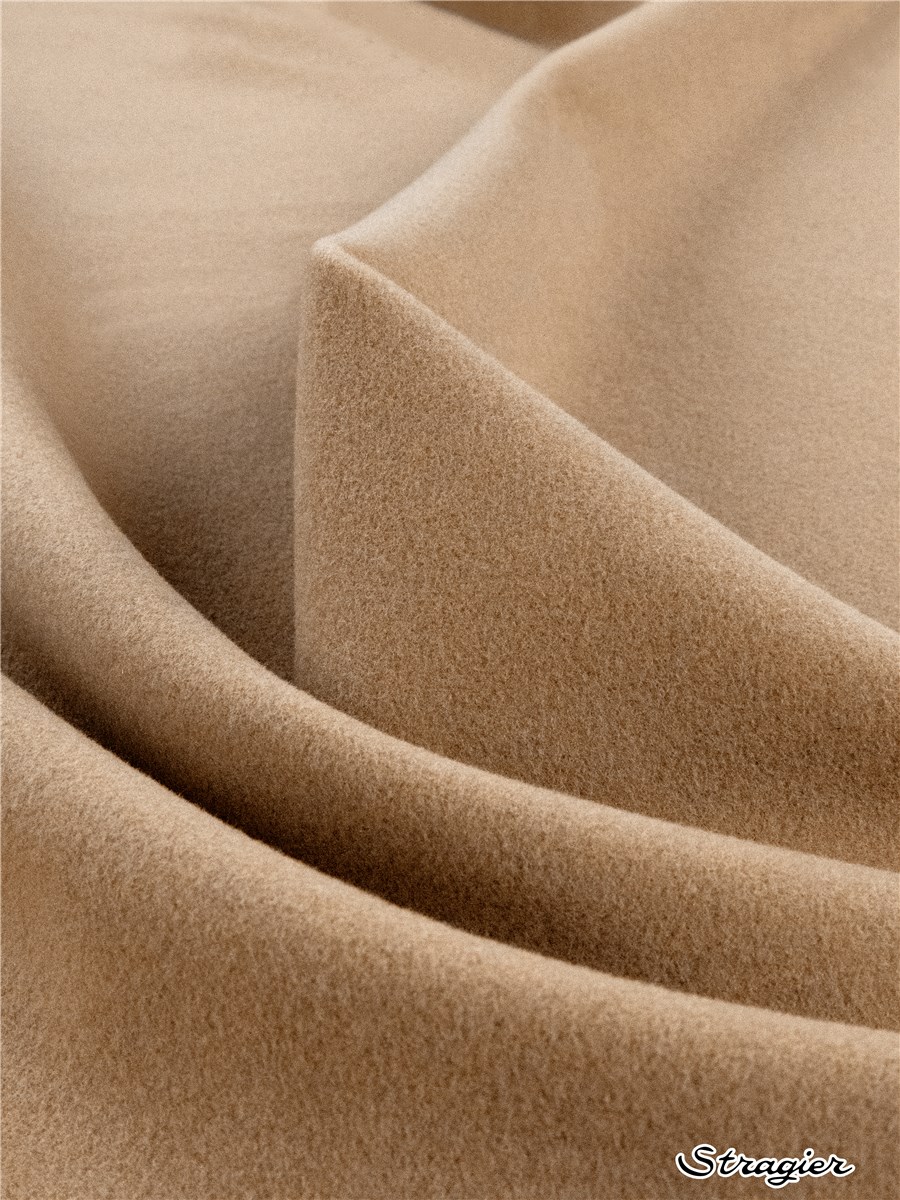 Velours Laine et Cachemire Manteau - Uni - Camel clair 