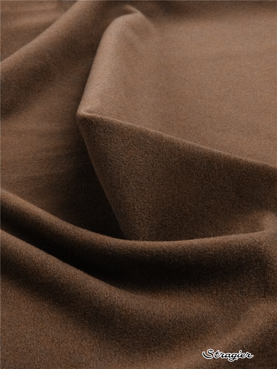 Velours Laine et Cachemire Manteau - Uni - Chocolat Havane 