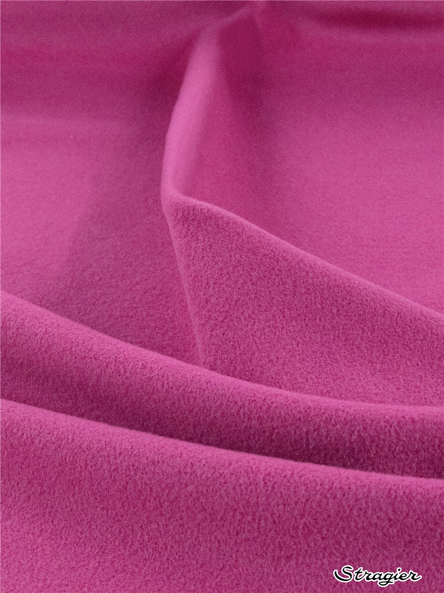 Velours Laine et Cachemire Manteau - Uni - Fuchsia - Magenta