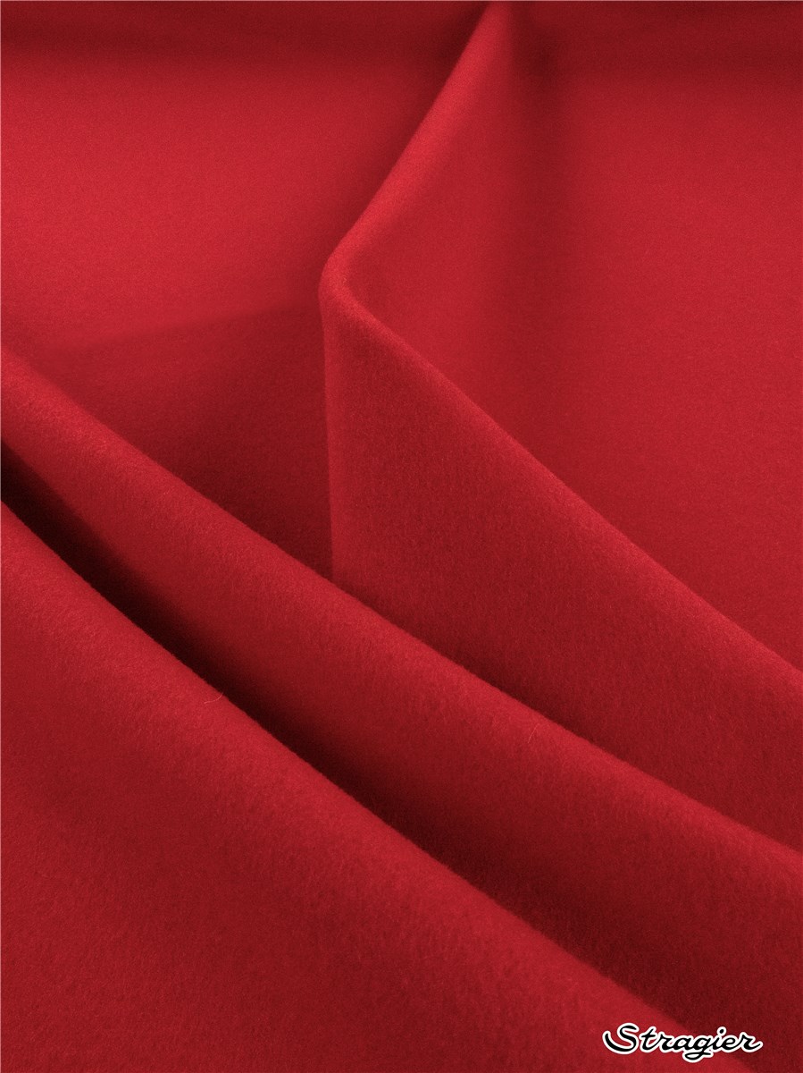 Velours Laine et Cachemire Manteau - Uni - Rouge 