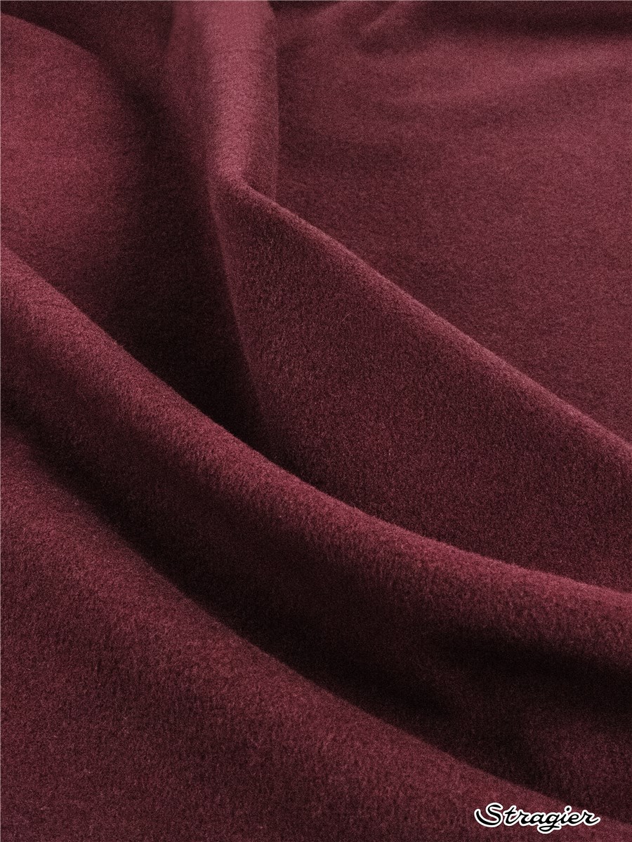 Velours Laine et Cachemire Manteau - Uni - Bordeaux 