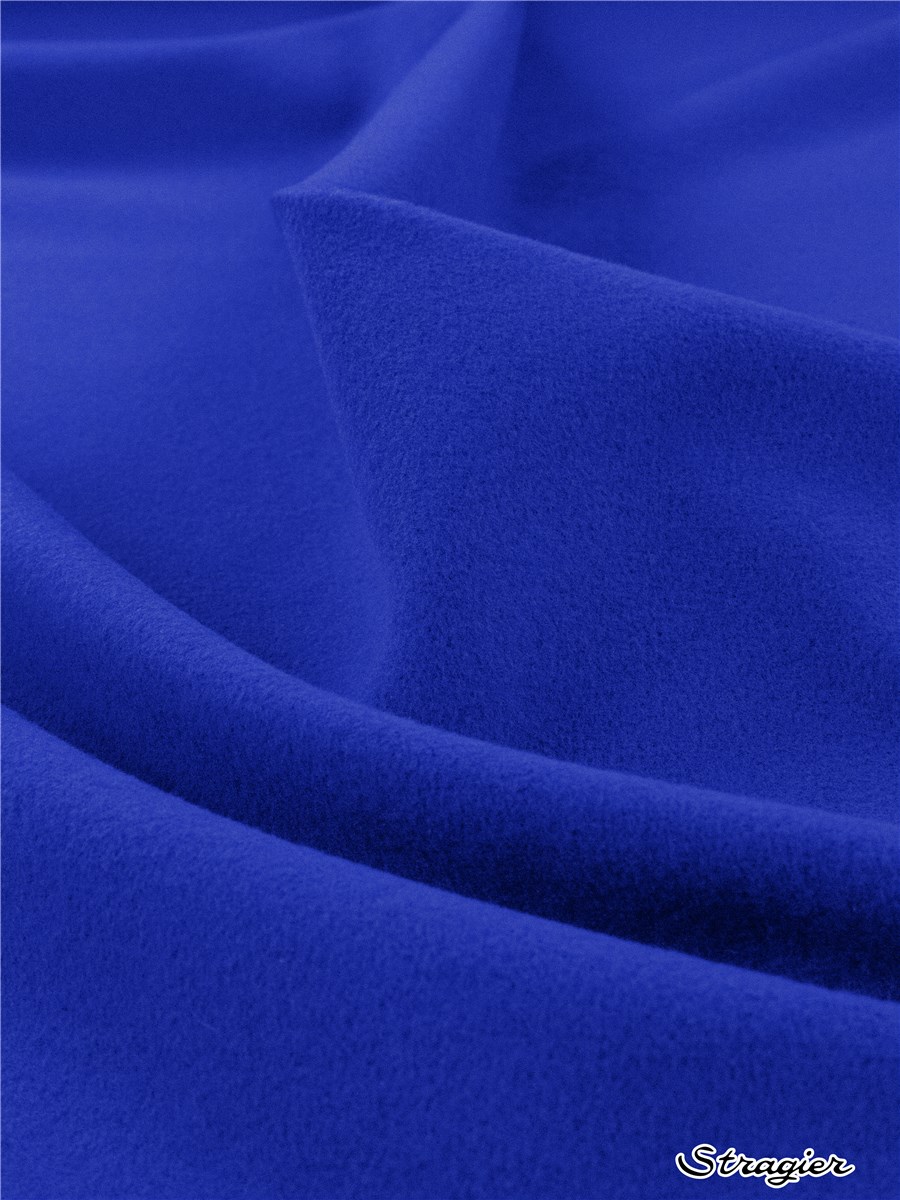 Velours Laine et Cachemire Manteau - Uni - Bleu Roi 