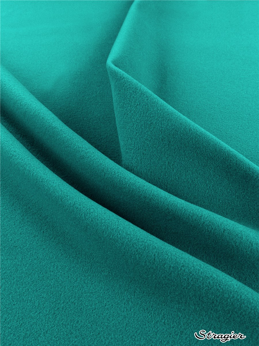 Velours Laine et Cachemire Manteau - Uni - Emeraude bleuté 