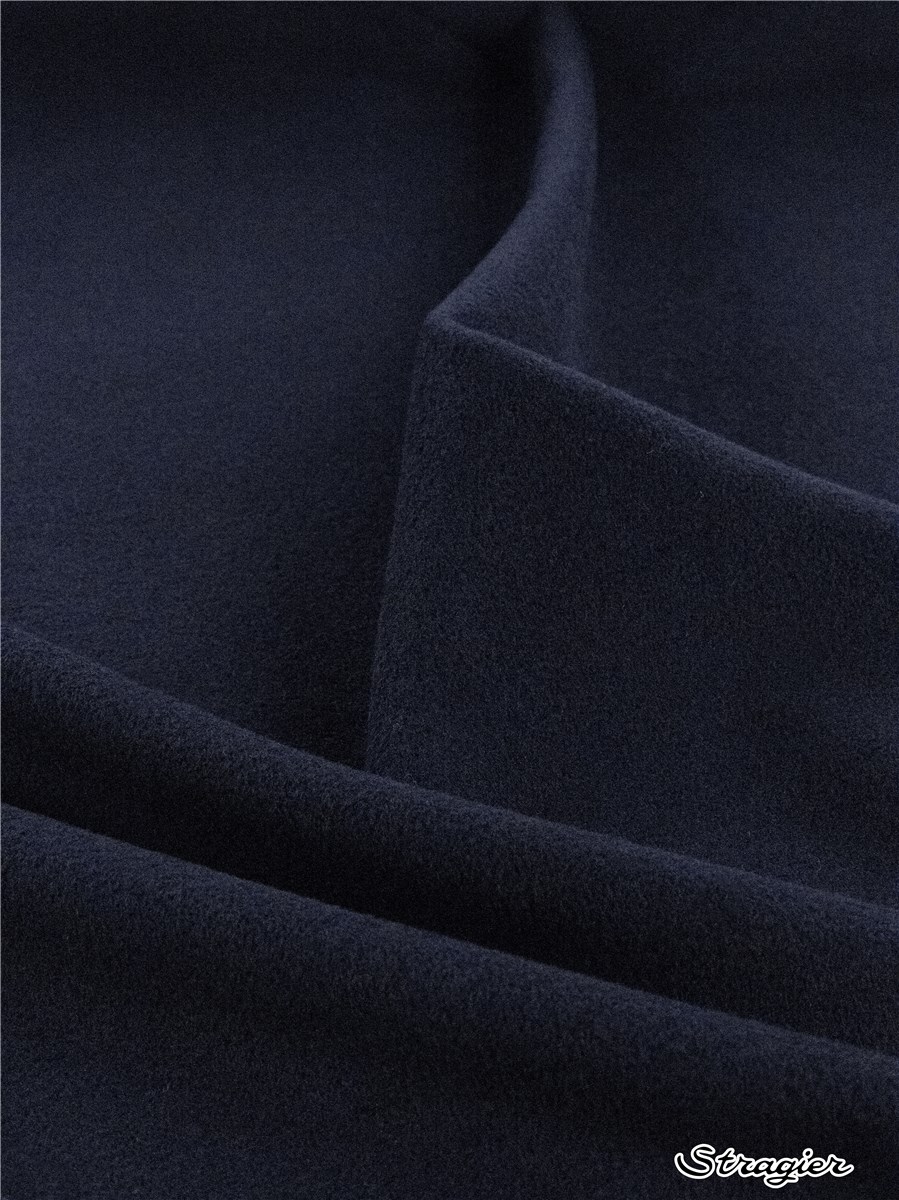 Velours Laine et Cachemire Manteau - Uni - Marine foncé 