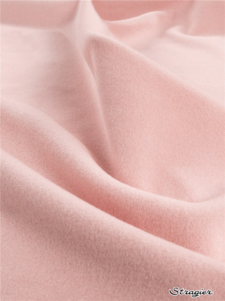 Velours Laine et Cachemire Manteau - Uni - Rose Perle 