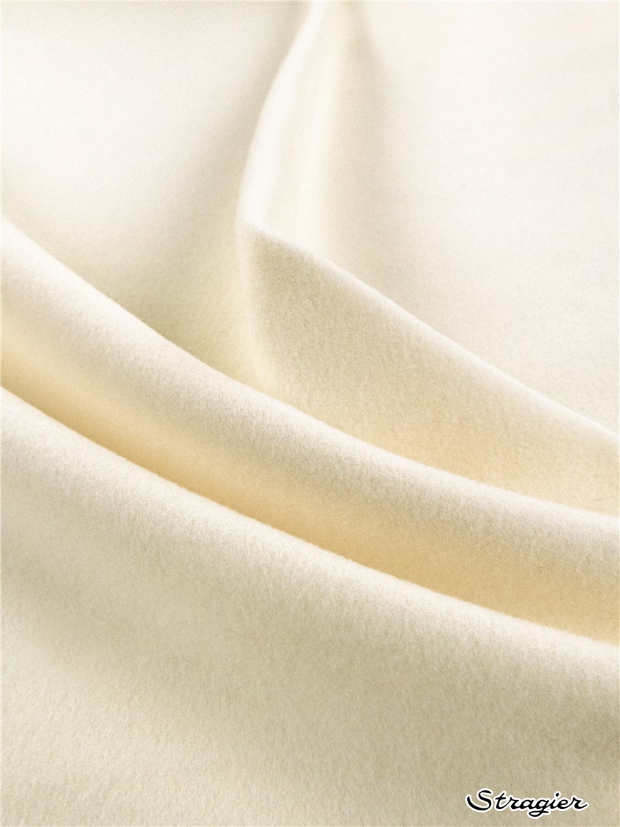 Velours Laine et Cachemire Manteau - Uni - Ivoire Stragier 