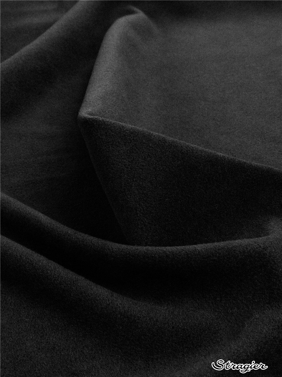 Velours Laine et Cachemire Manteau - Uni - Noir 
