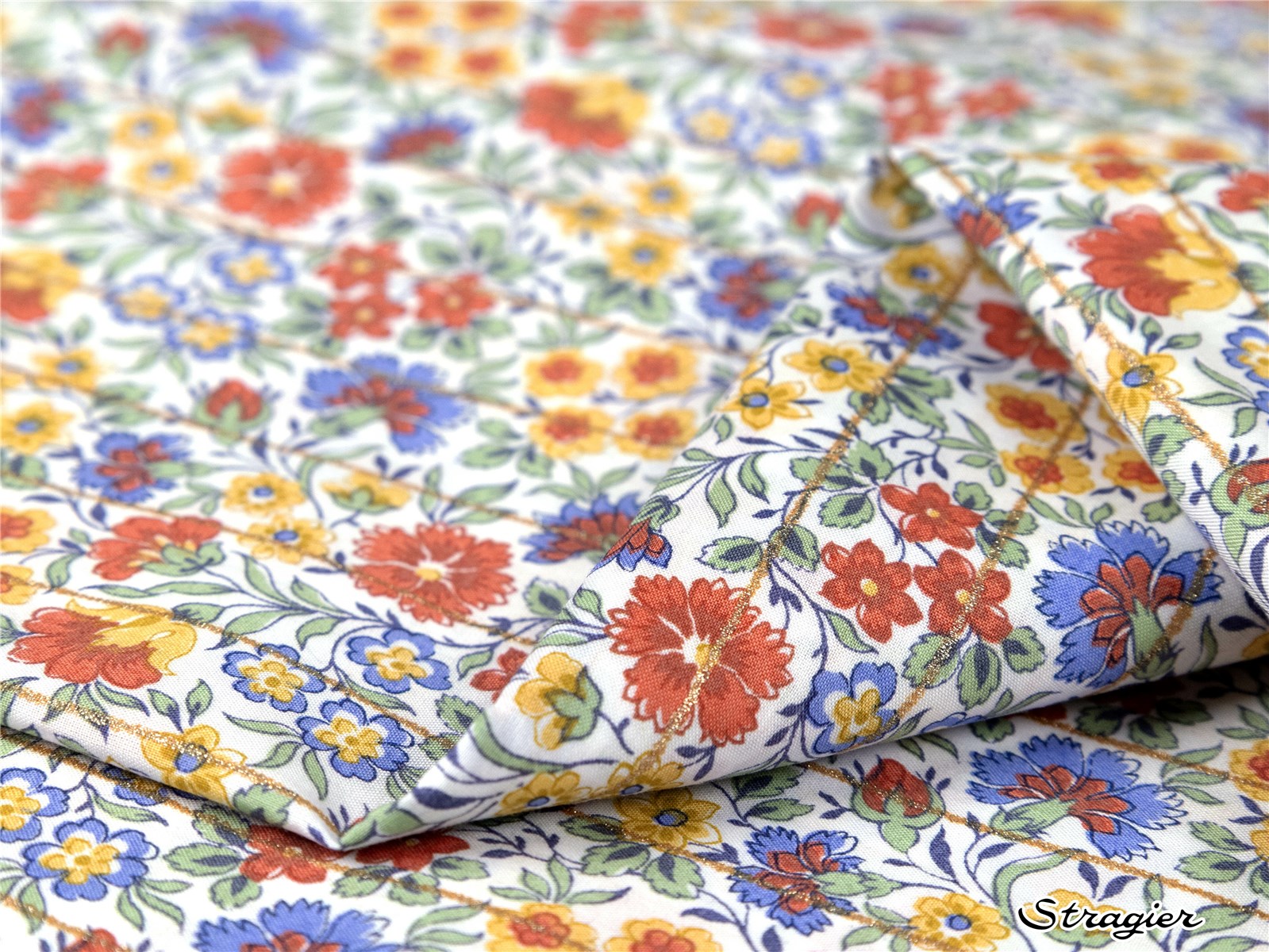 Liberty Tana Lawn - Carnation Garden - Muticolore rayure Or