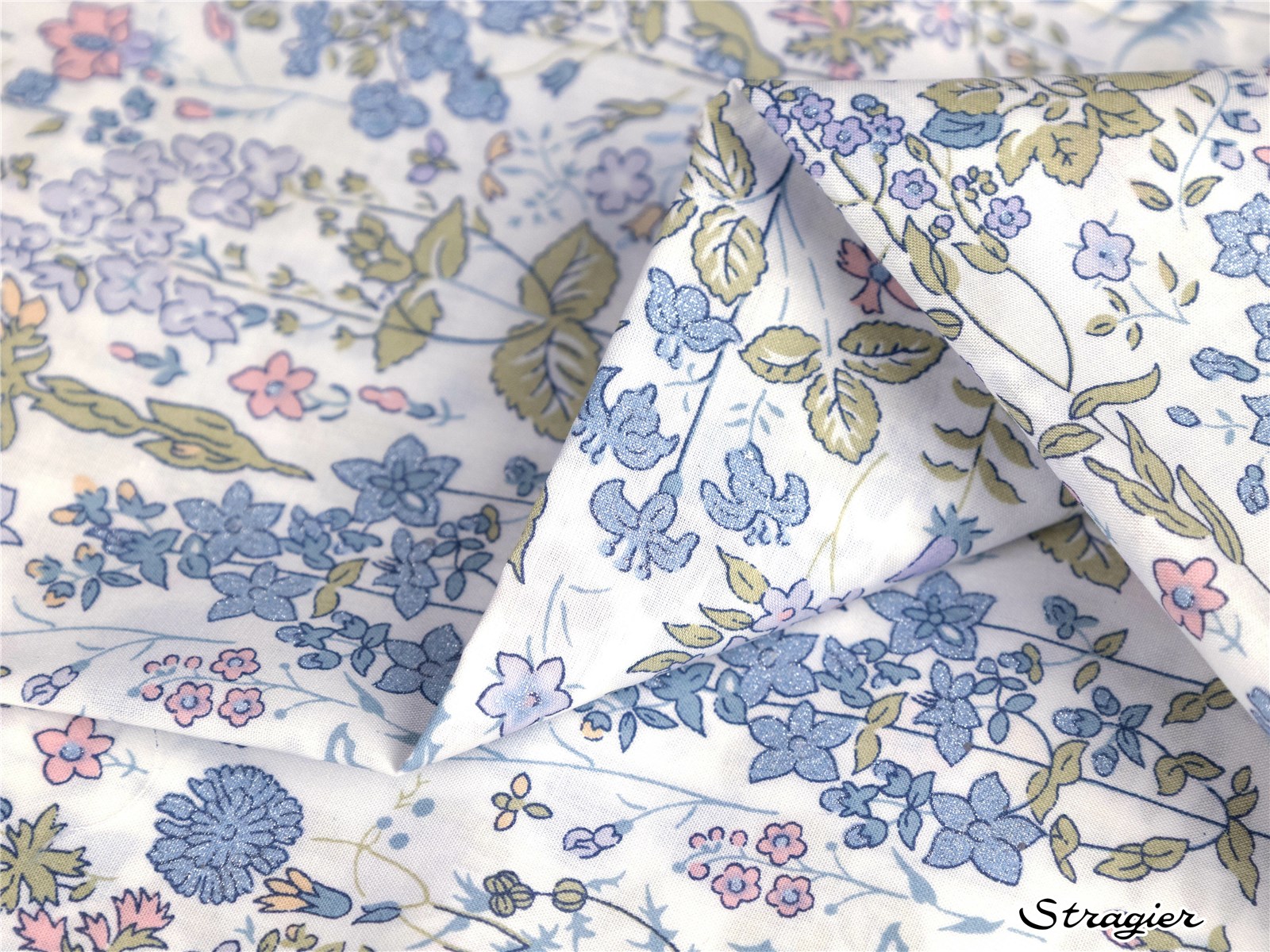 Liberty Tana Lawn - Cotton Field Flowers - Bleu Denim irisé