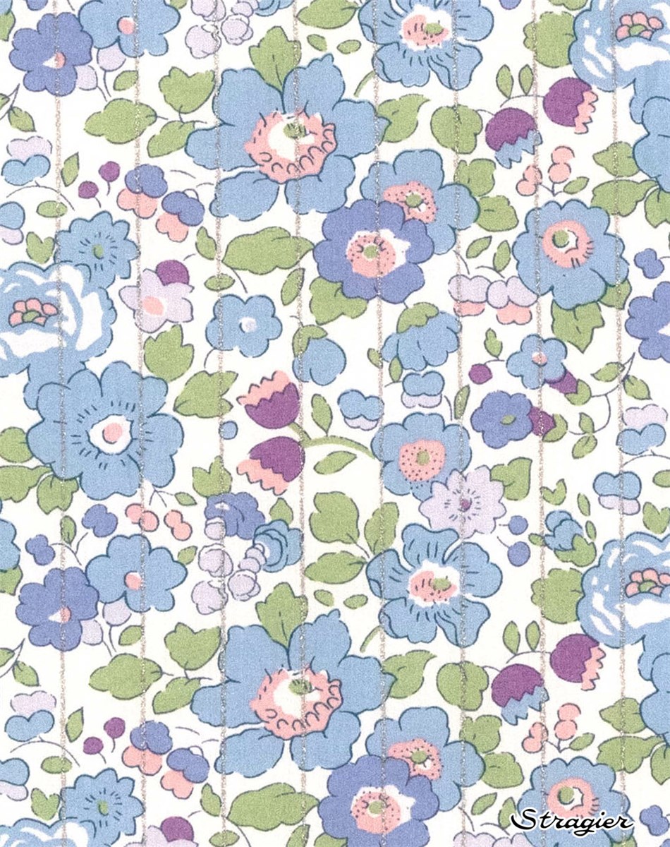 Liberty Tana Lawn - 2019 Betsy - Denim clair rayure Argent