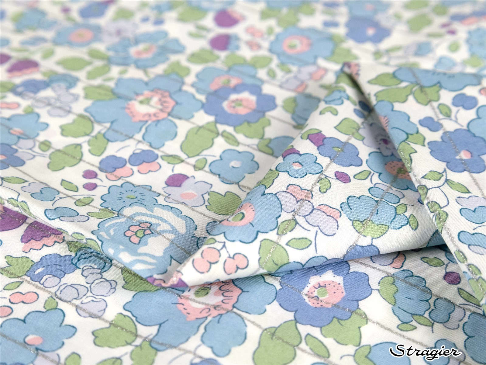 Liberty Tana Lawn - 2019 Betsy - Denim clair rayure Argent 