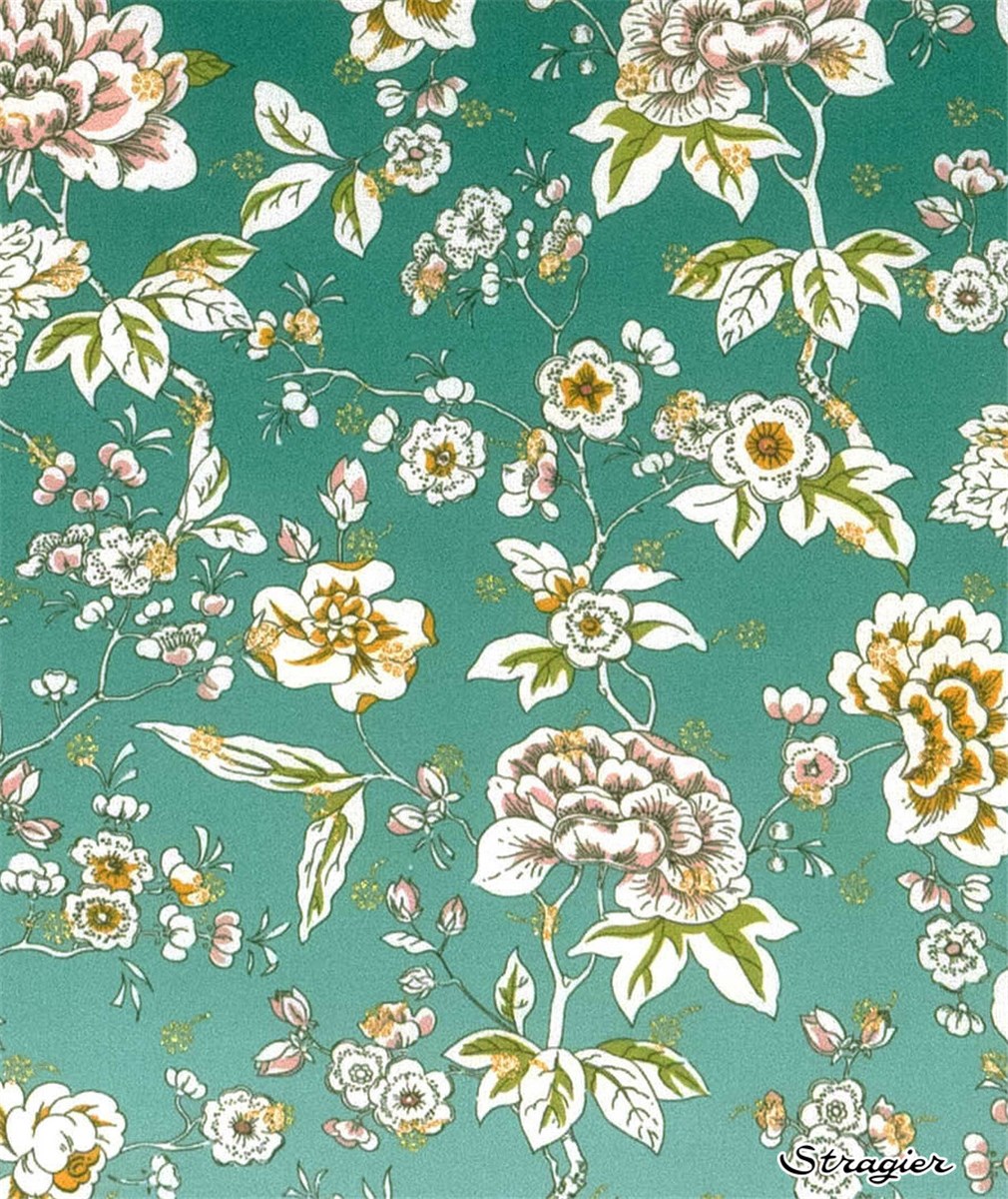 Liberty Tana Lawn - Ceremony Blooms - Aqua - Or 