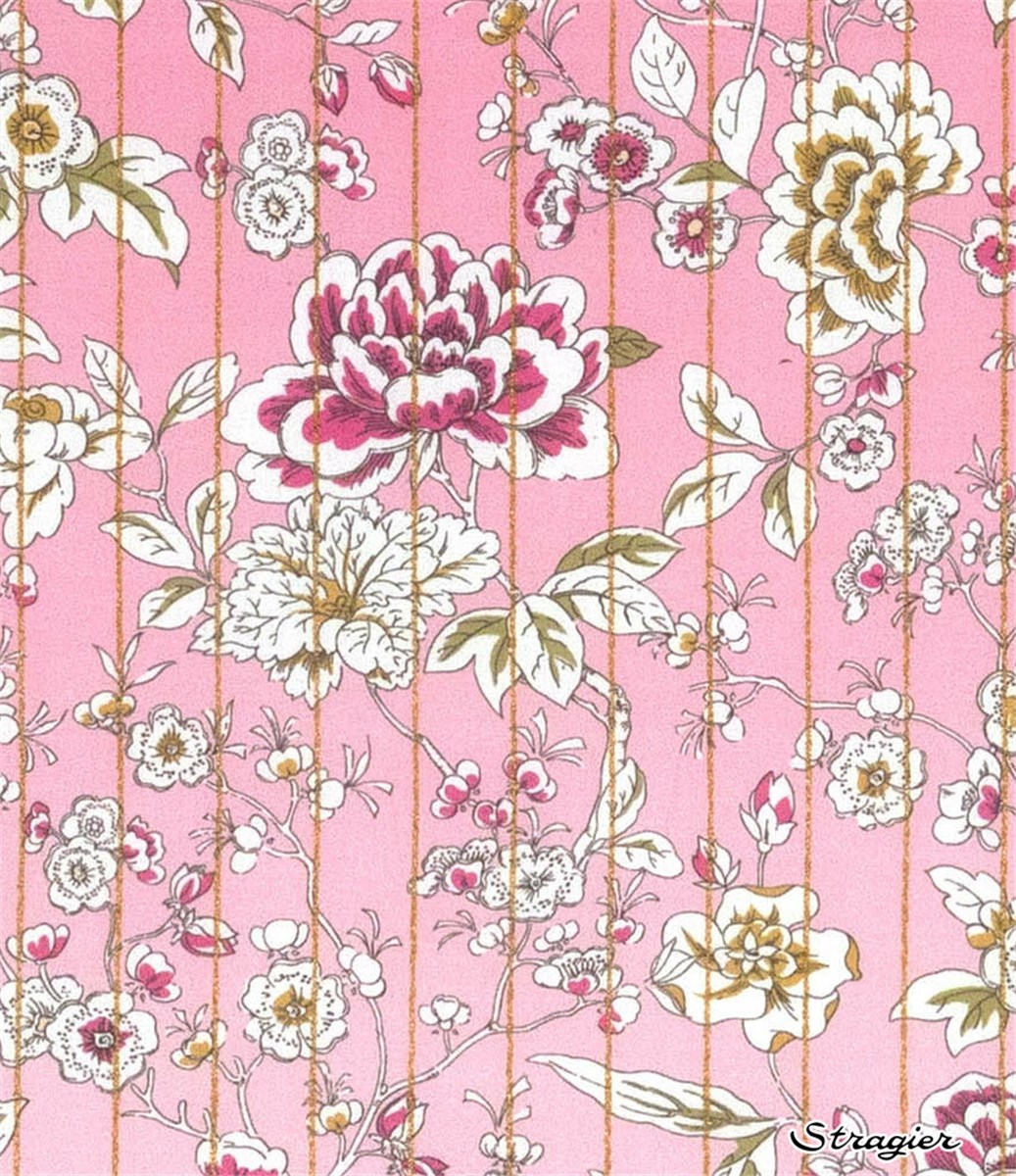 Liberty Tana Lawn - Ceremony Blooms - Rose rayure Or 