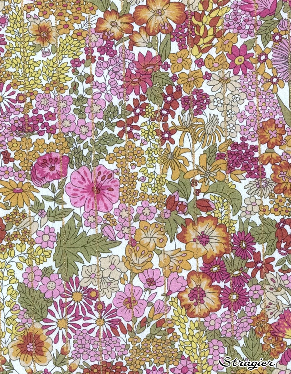 Liberty Tana Lawn - 3037 Margaret Annie - Framboise-rayure Or 