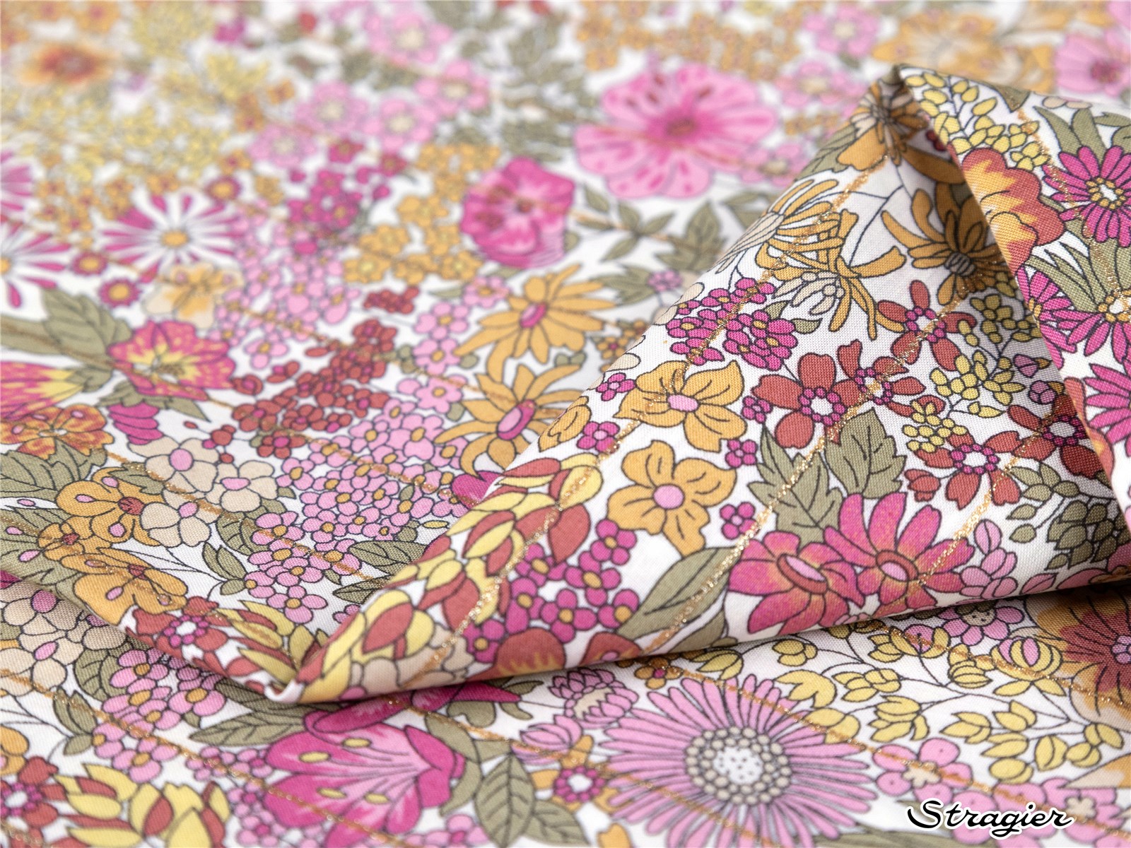 Liberty Tana Lawn - 3037 Margaret Annie - Framboise-rayure Or