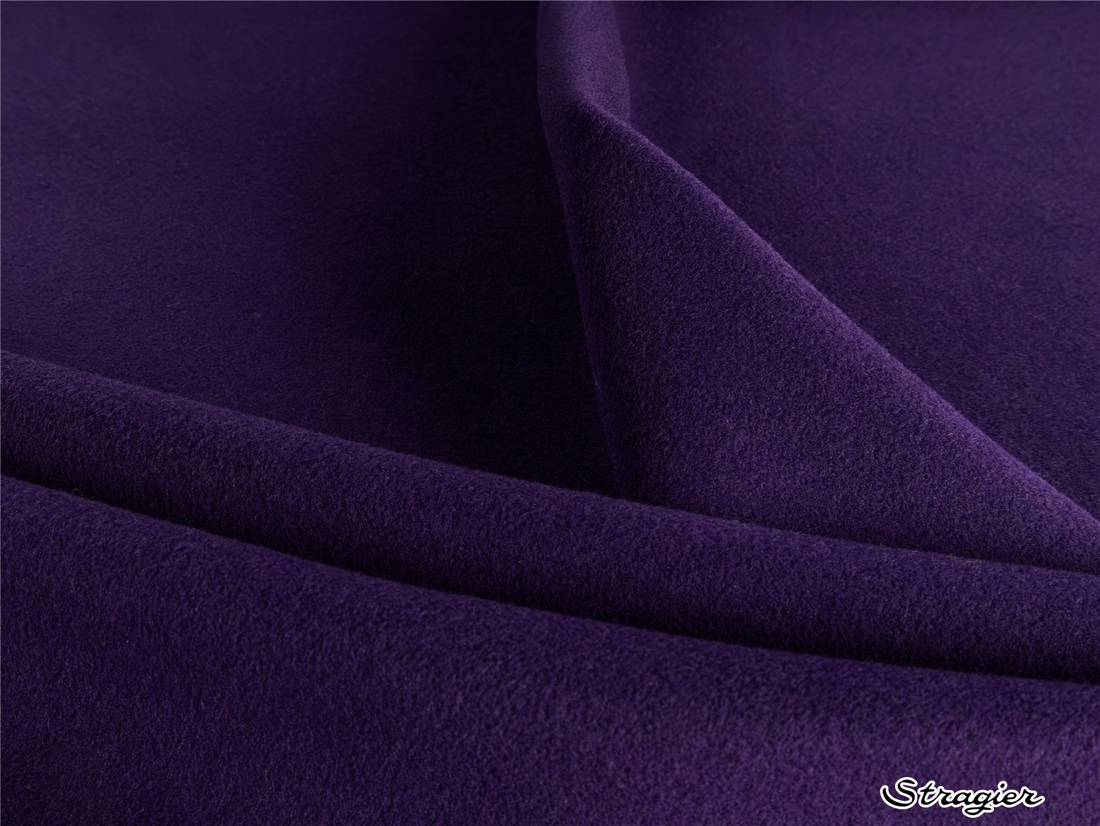 Velours Laine et Cachemire Manteau - Uni - Prune 