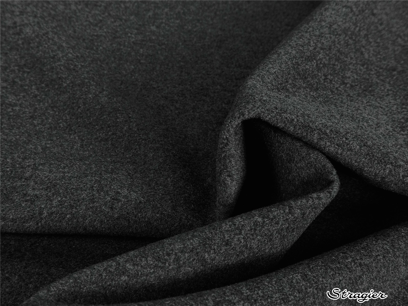 Velours Laine et Cachemire Manteau - Uni - Gris Graphite 