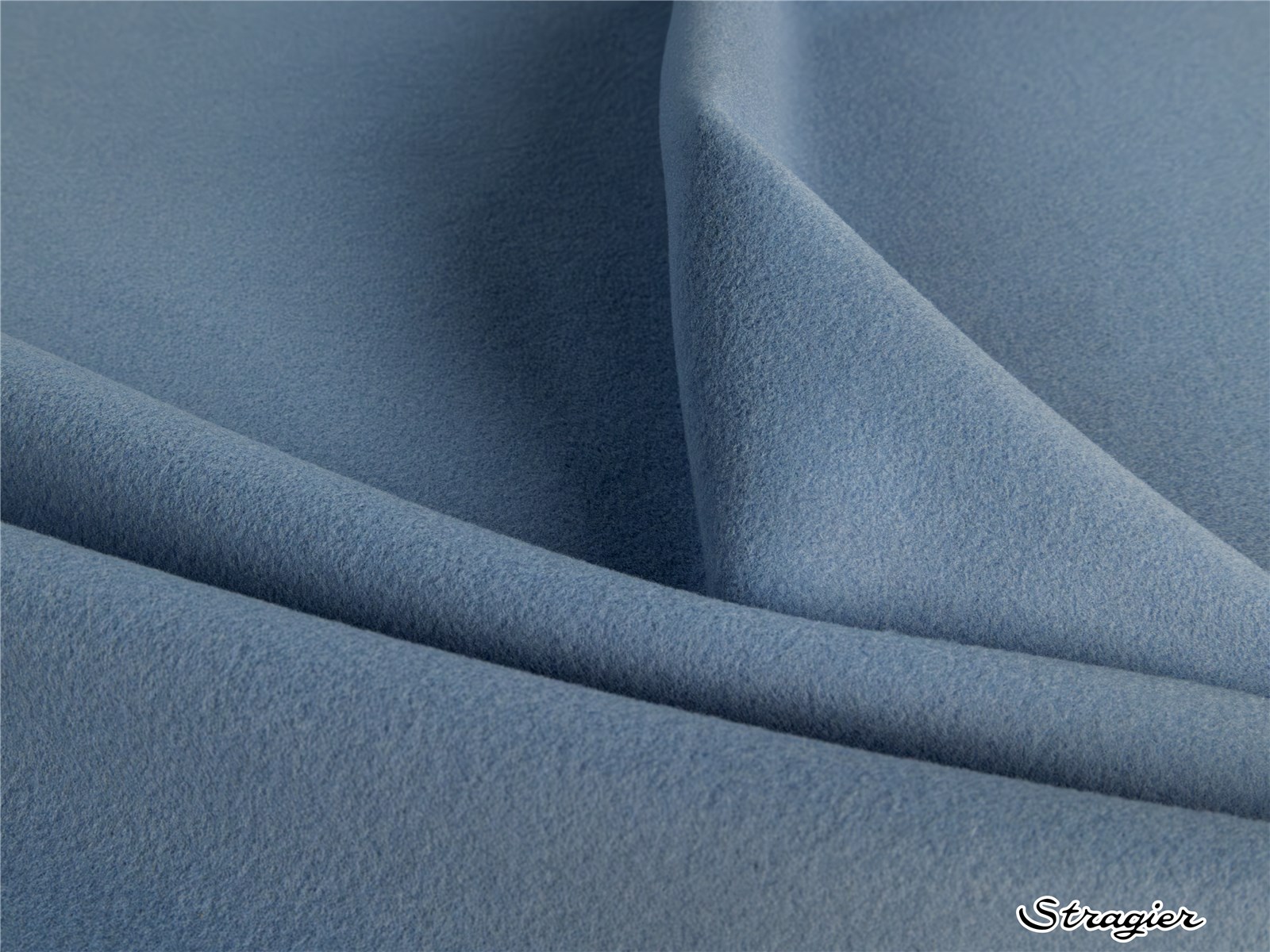 Velours Laine et Cachemire Manteau - Uni - Bleu Céleste 