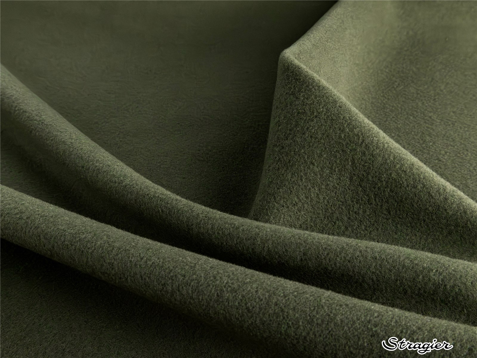 Velours Laine et Cachemire Manteau - Uni - Kaki 