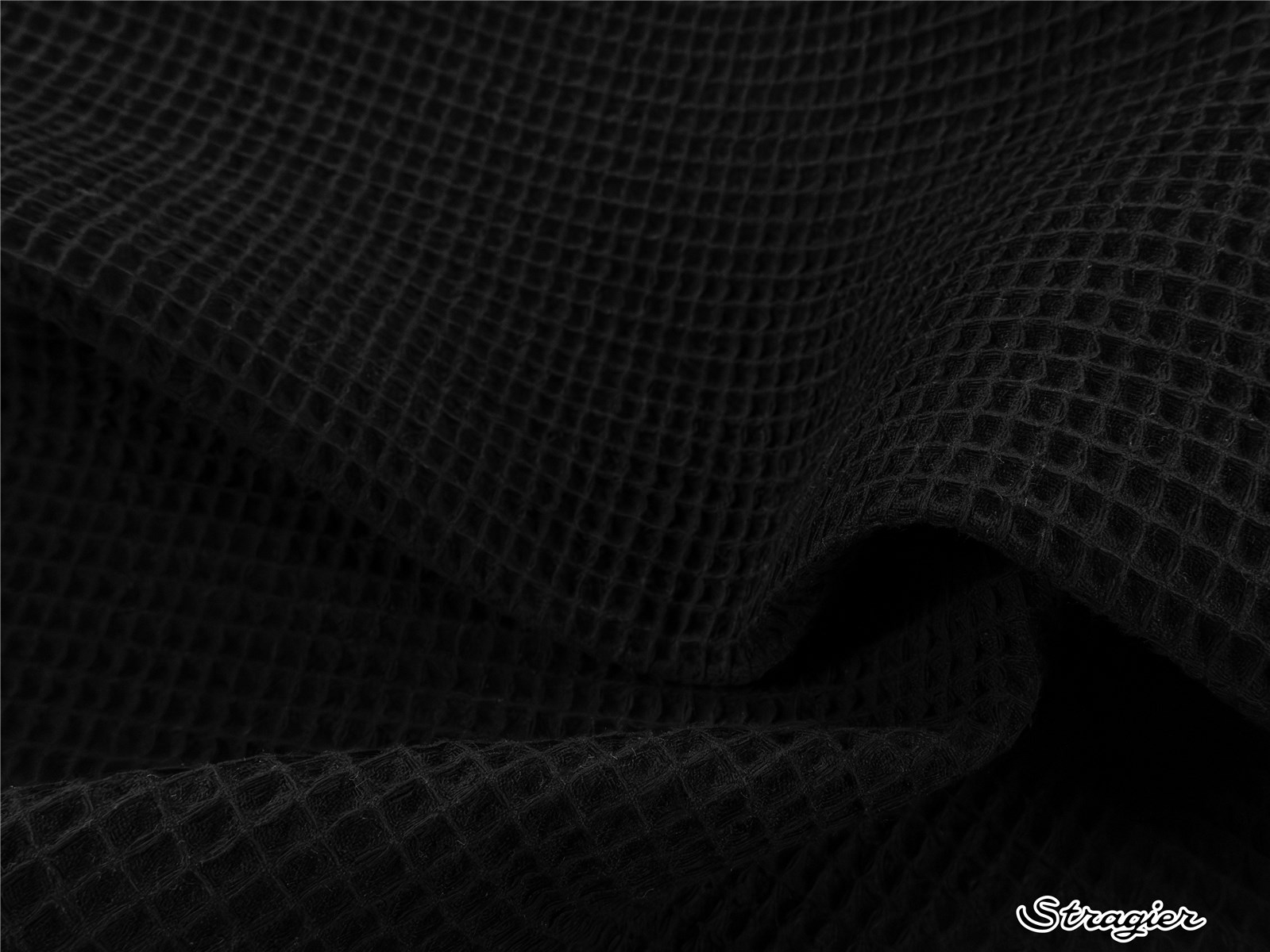 Gaufré Nid d'Abeille pur Coton - 6mm - Uni - Noir 