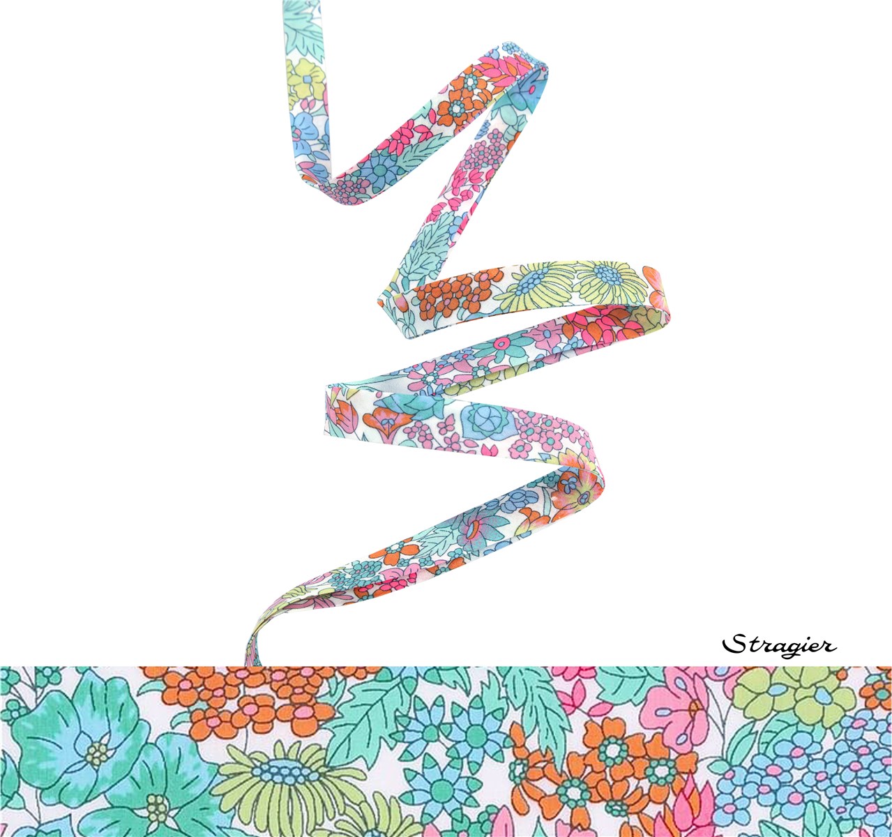 Biais Liberty - 3037 Margaret Annie - Vahiné Fluo - 10 mm