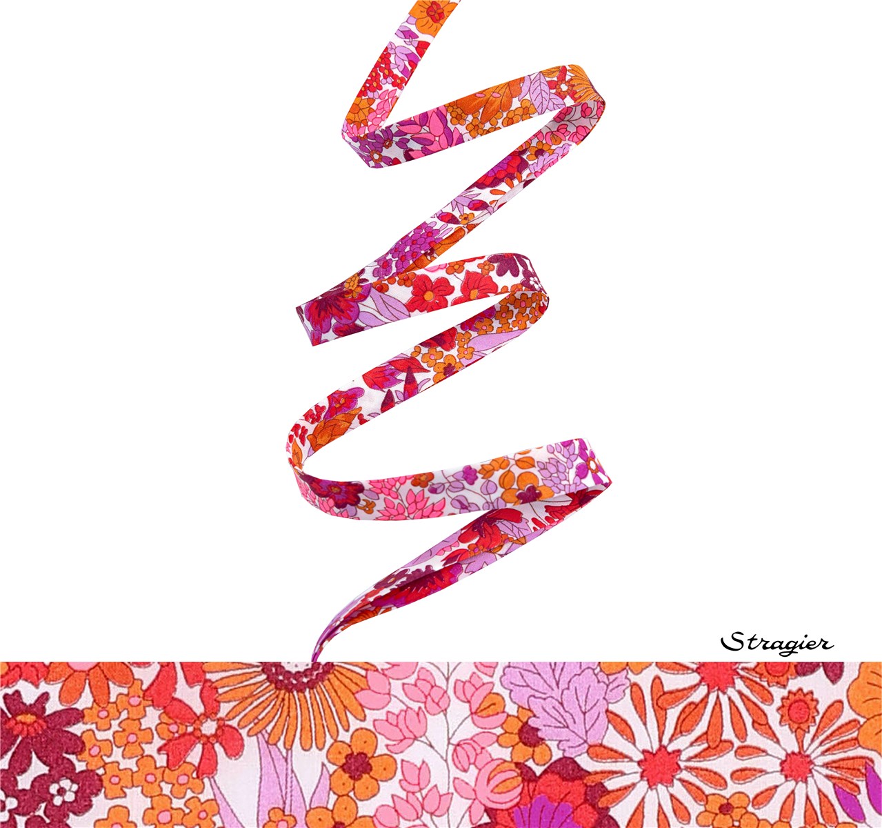 Biais Liberty - 3037 Margaret Annie - Hibiscus Fluo - 10 mm