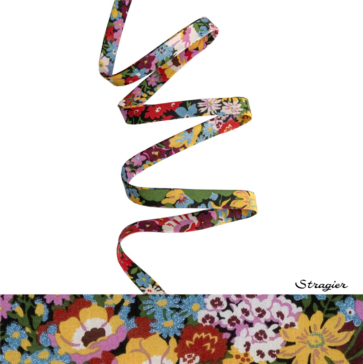 Biais Liberty - 9005 Thorpe - Aqua irisé multicolore - 10 mm