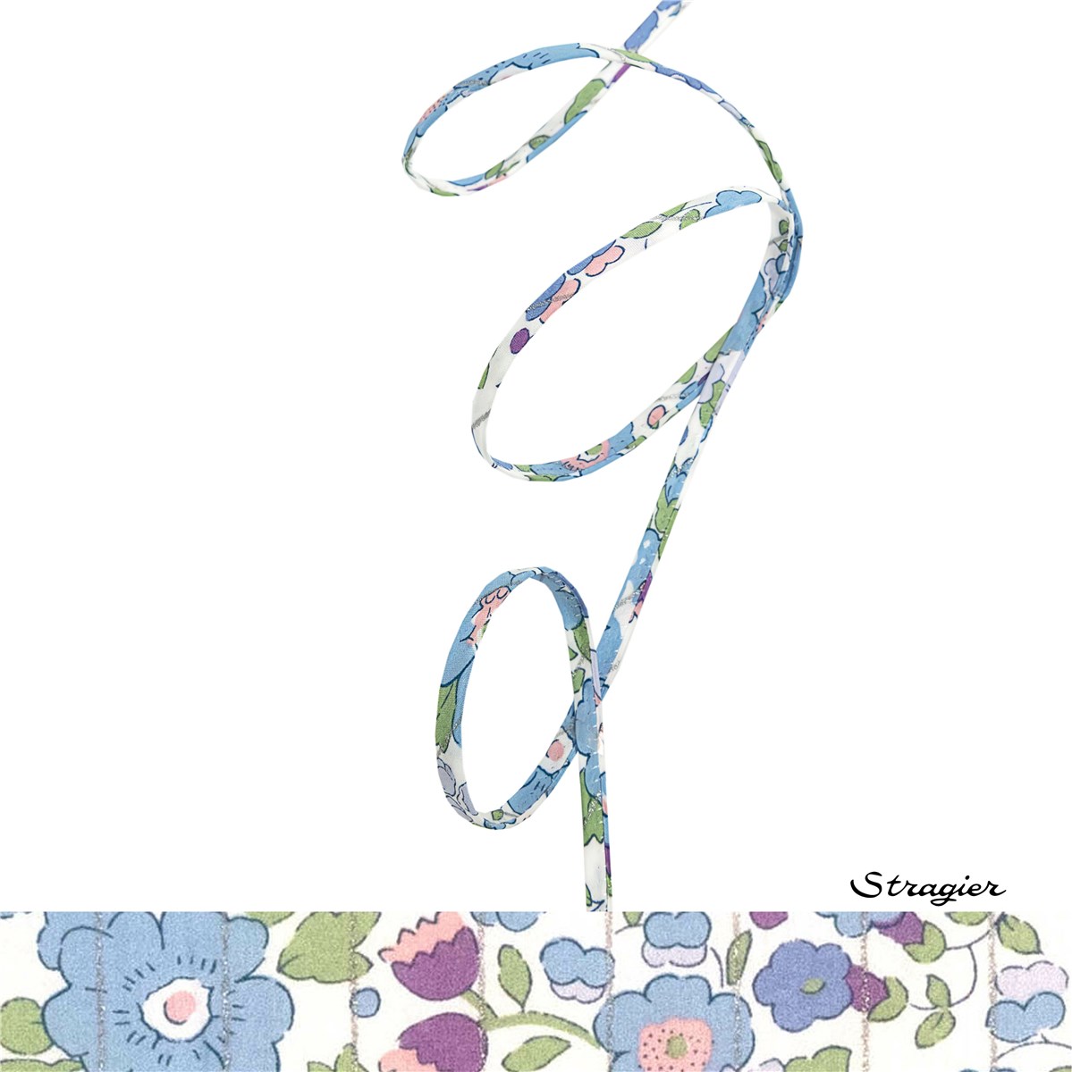 Cordon Liberty - 2019 Betsy - Denim clair rayure Argent - 4 mm