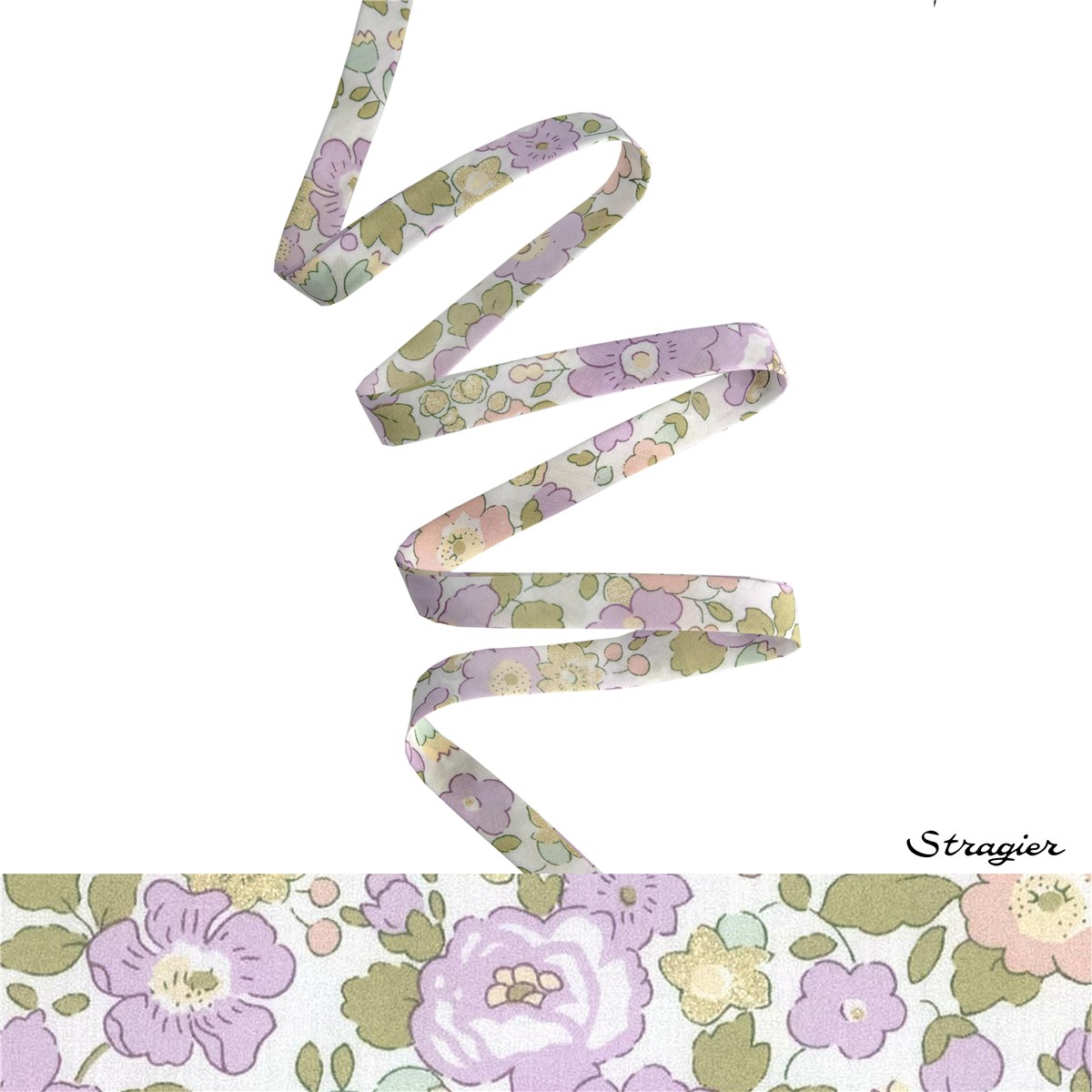 Biais Liberty - 2019 Betsy - Lilas Or clair irisé - 10 mm