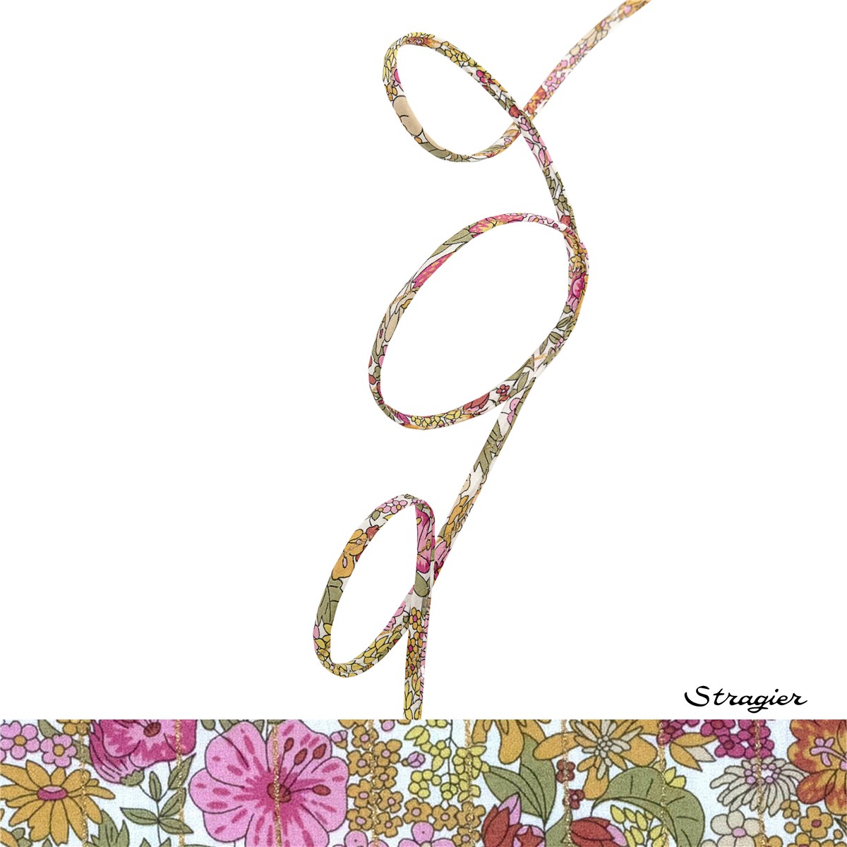 Cordon Liberty - 3037 Margaret Annie - Framboise-rayure Or - 4 mm
