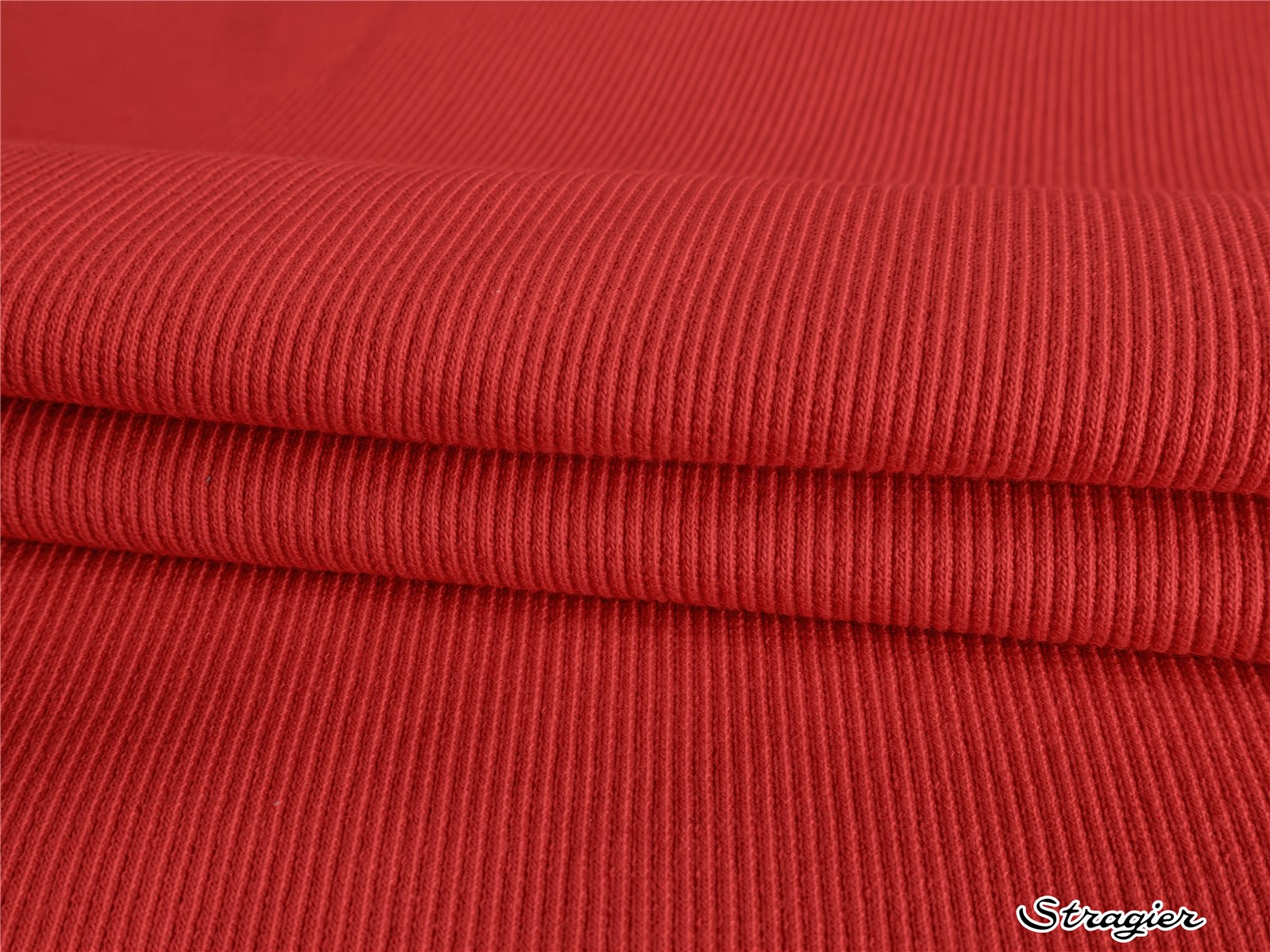 Bord Côte 2x2 - Coton BIO Stretch - Uni - Rouge Coquelicot 